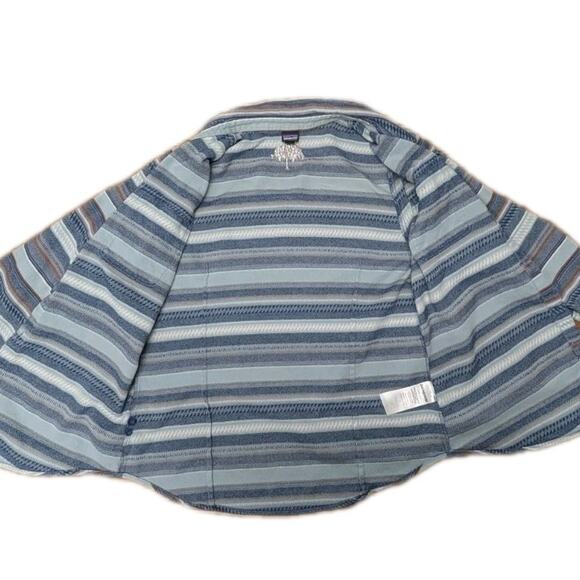 PATAGONIA Womens Fjord Flannel Shirt Blue Brown White Stripe Organic Cotton sz M - Picture 6 of 12